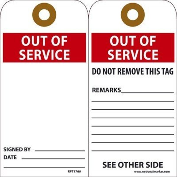 Nmc Out Of Service Tag, Pk25 RPT176AG